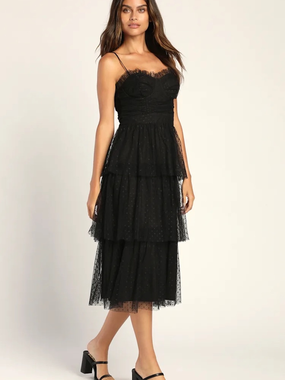 LULUS Tiered Lace‎ Midi Dress